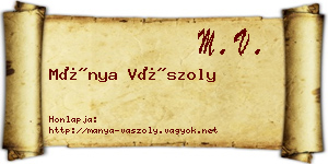 Mánya Vászoly névjegykártya